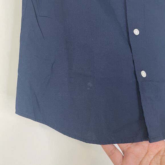 J. Crew Crewcuts Kids' short-sleeve stretch poplin button-down Navy Sz 8 CA375 - Picture 8 of 8